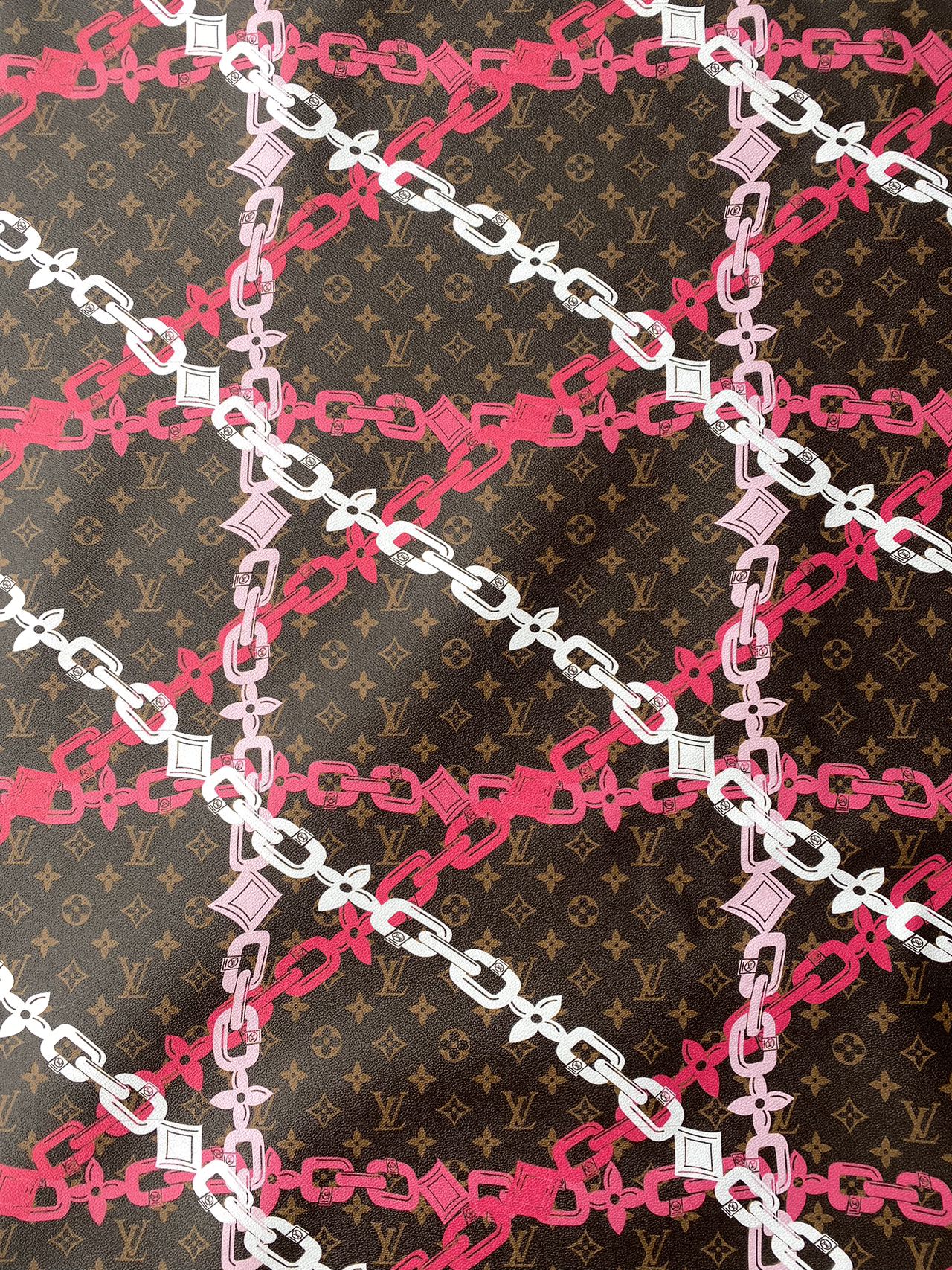 Louis Vuitton Faux Leather Chain Designer Vinyl for Handmade Custom Clothing Sewing Upholstery