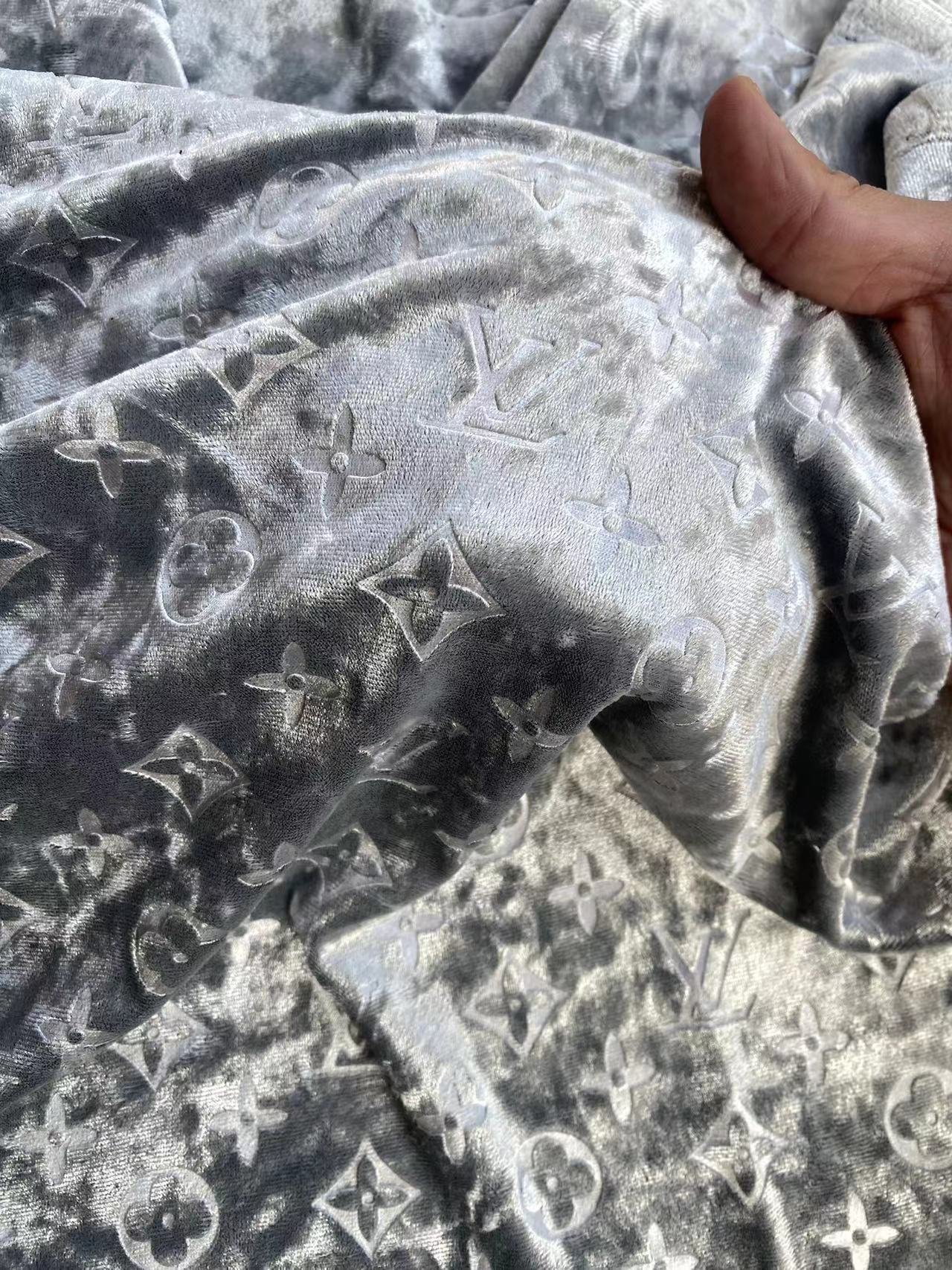 Shiny Silver Grey LV Velvet for Shoes