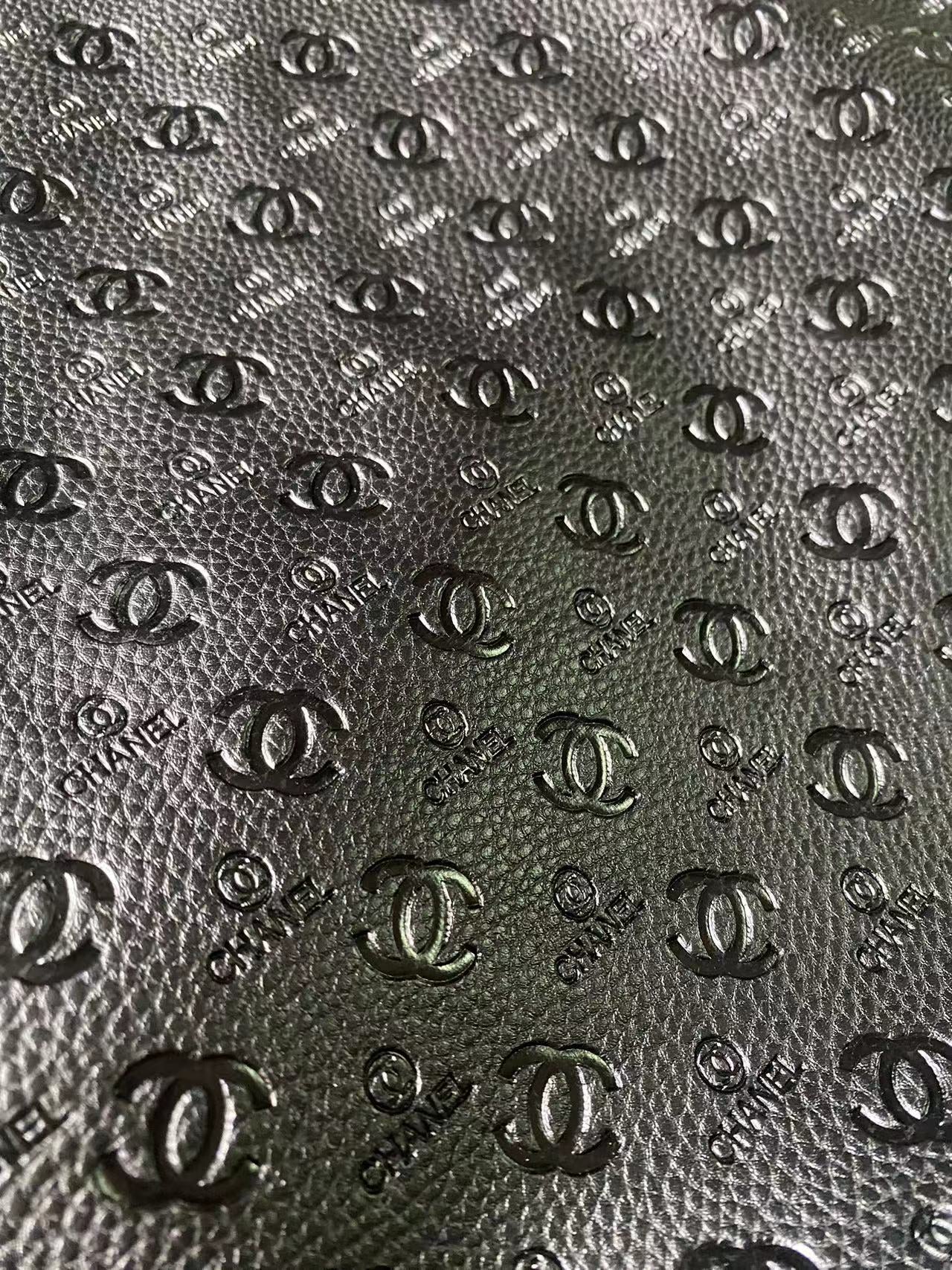 Premium Embossed Black Chanel Leather for Handmade Sewing Sneakers