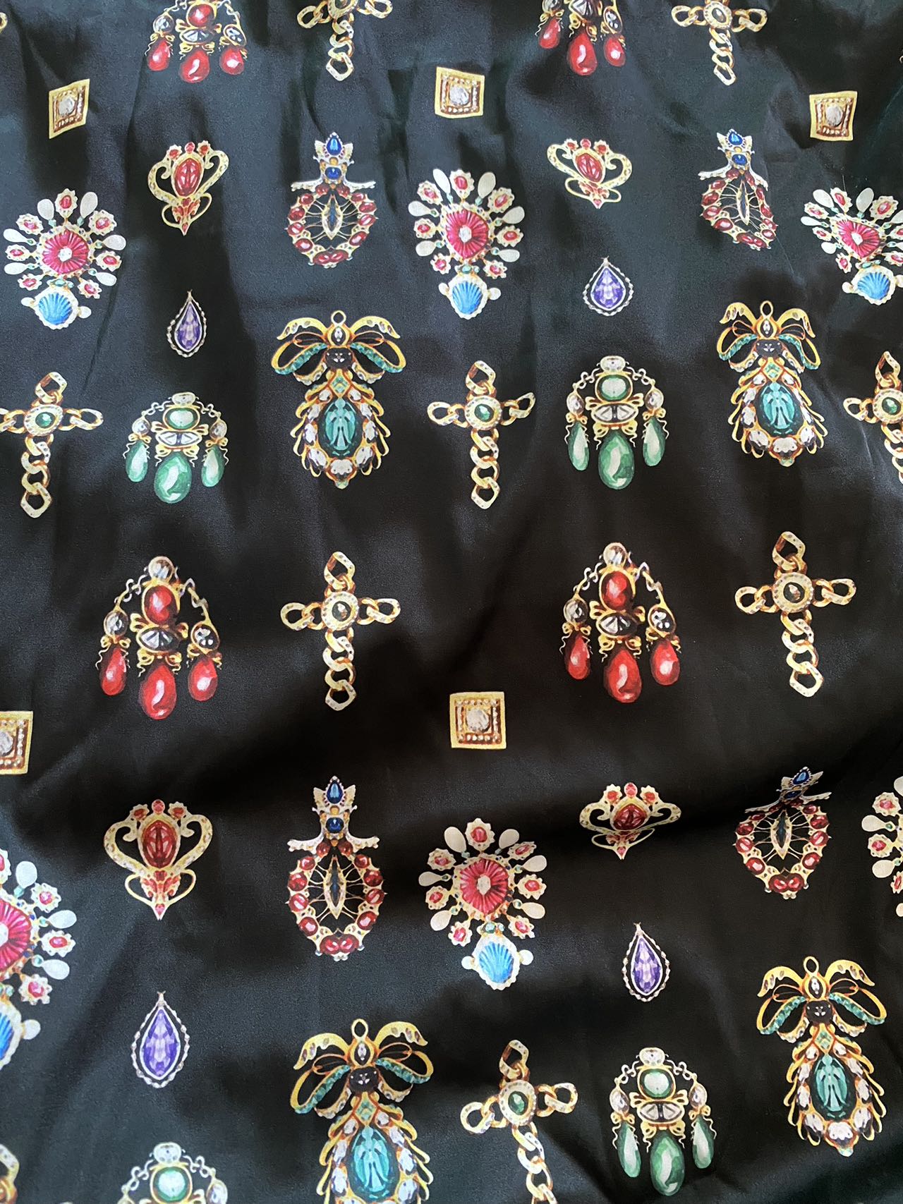 Jewelry Printing Designer Versace Satin Fabric for Summer Shirt