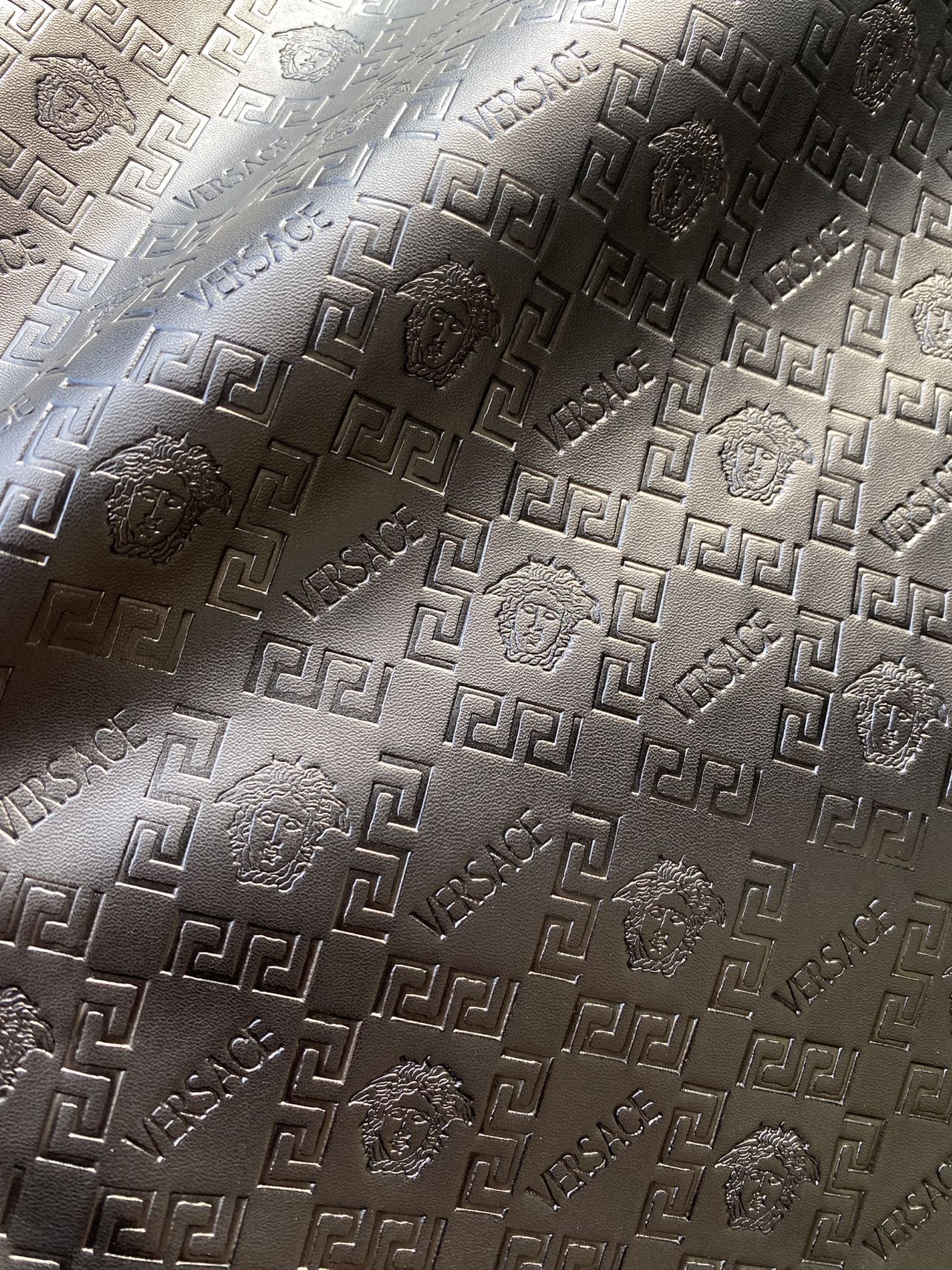 Black Embossed Versace Upholstery Leather for Car interior Sneakers