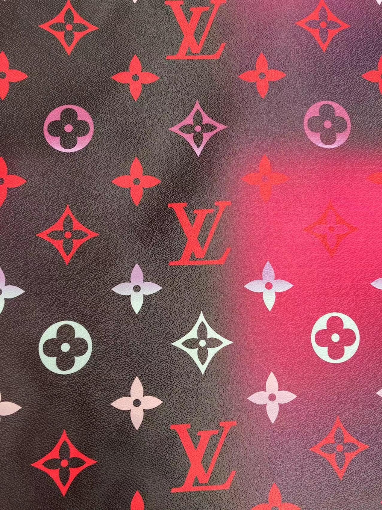 Tissu de créateur en vinyle similicuir noir coloré Lv By the Pool pour personnalisation