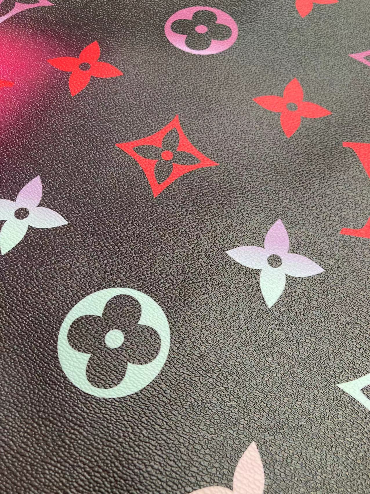 Tissu de créateur en vinyle similicuir noir coloré Lv By the Pool pour personnalisation