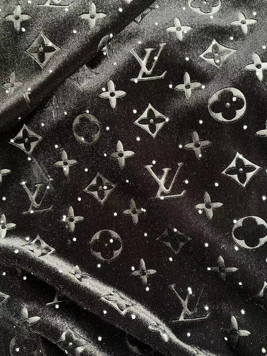 Black LV Louis Vuitton Velvet Sewing Fabric