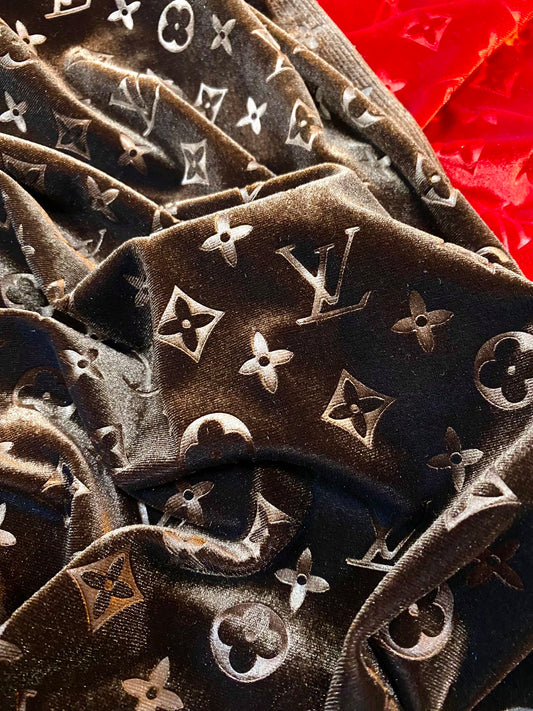 Brown Louis Vuitton LV Velvet Fabric