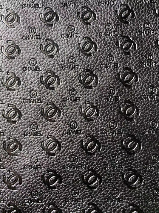 Premium Embossed Black Chanel Leather for Handmade Sewing Sneakers