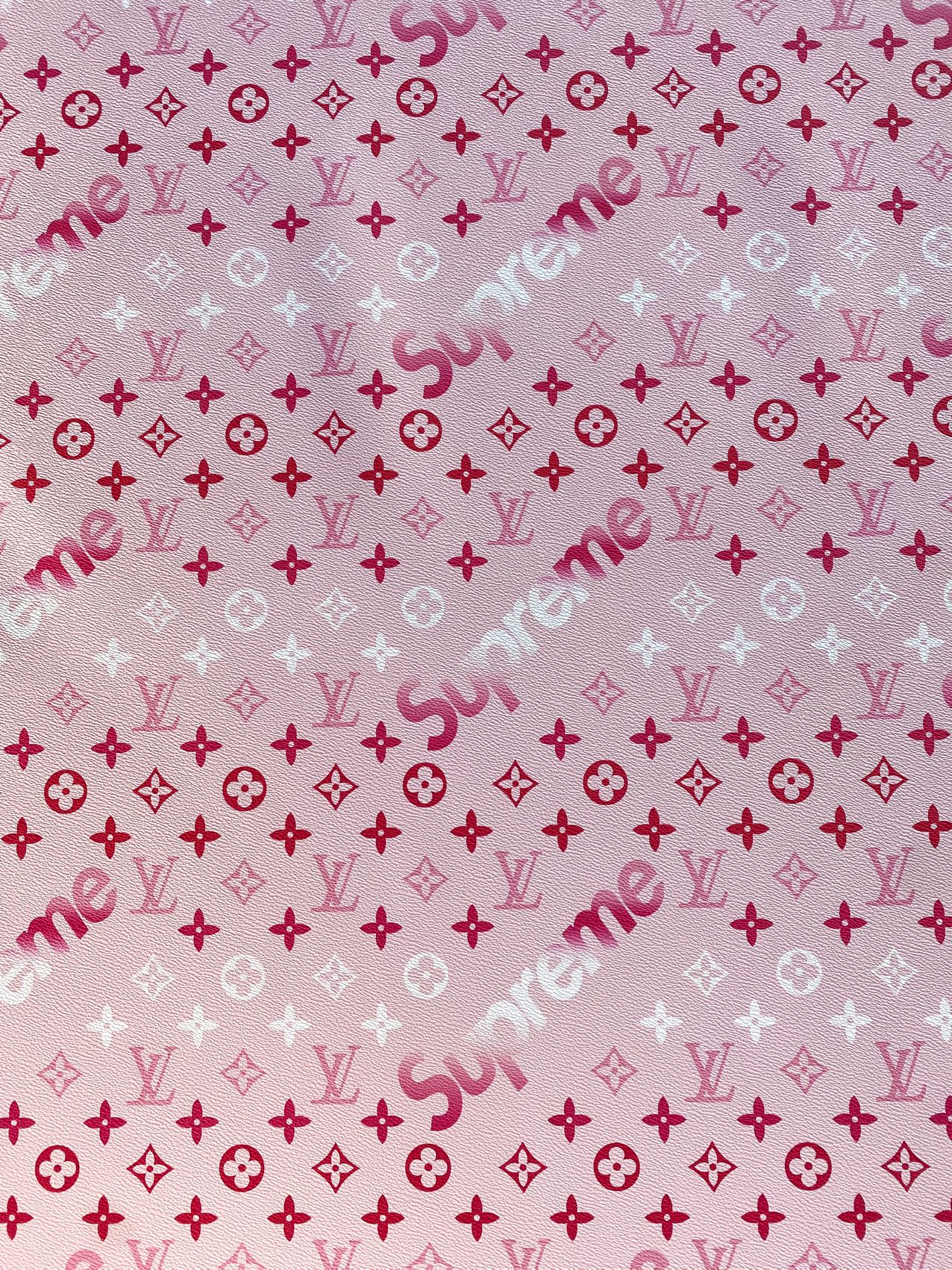 Pink Supreme Louis Vuitton Valentine's Day Designer Fabric Leather Sheet