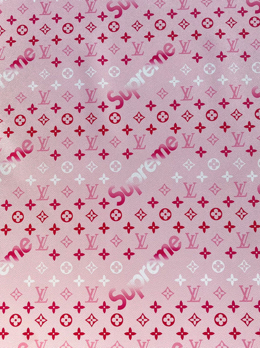 Pink Supreme Louis Vuitton Valentine's Day Designer Fabric Leather Sheet