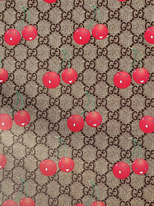 Gucci Cherry Designer Custom DIY Leather Fabric