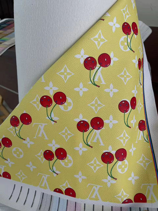 Yellow Cherry Louis Vuitton Designer Fabric Leather for Shoes Bag
