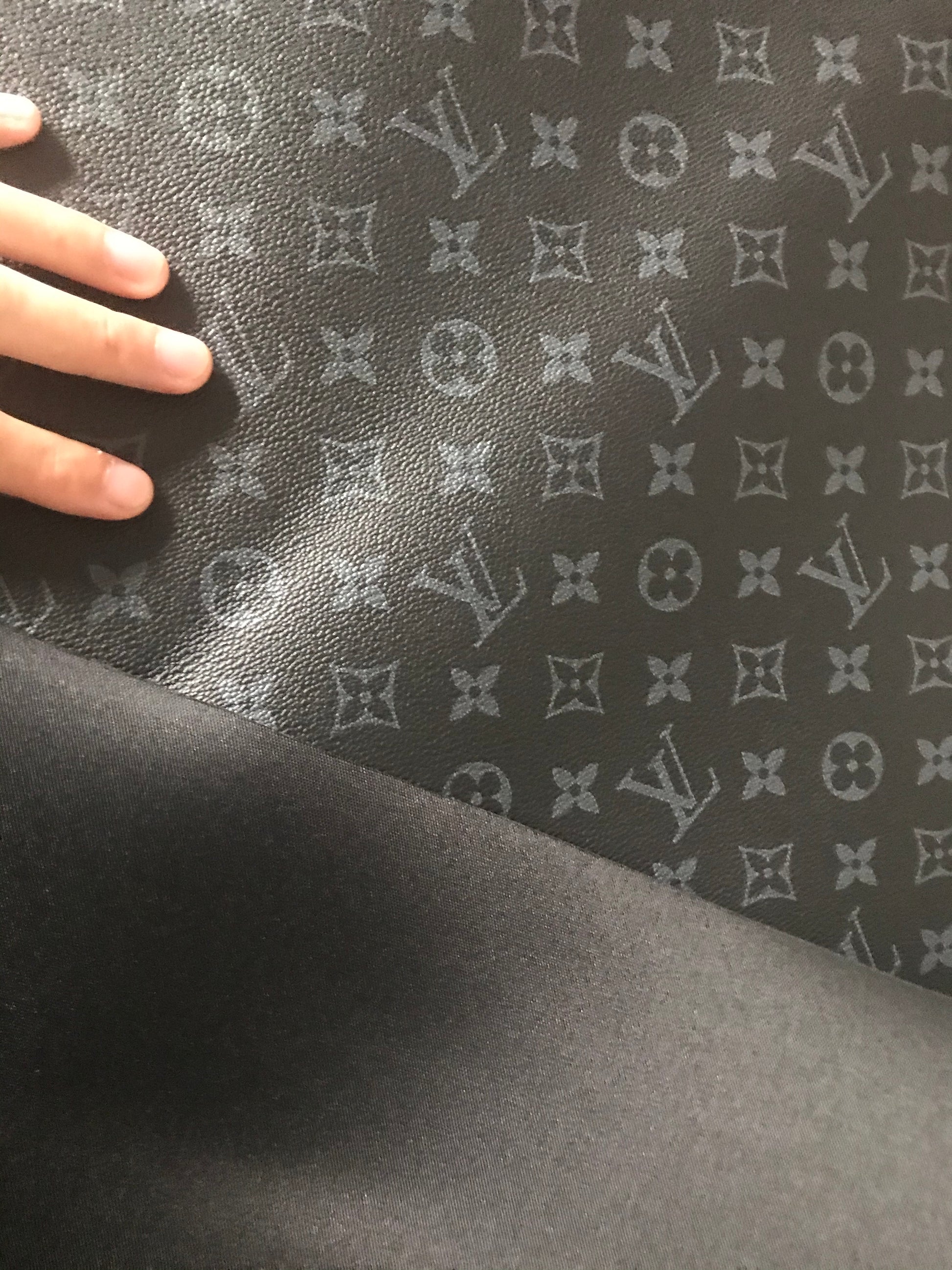Custom Black LV Leather Fabric Bag Leather